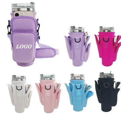 40 Oz Tumbler Carrier Bag W/ Dual Pockets